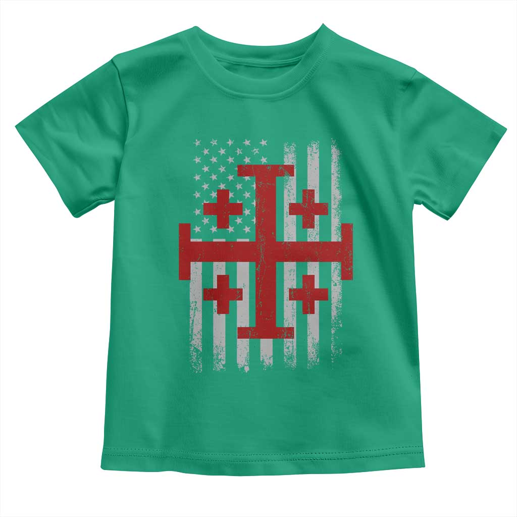 Catholic Crusader Cross Toddler T Shirt Knight Templar Patriotic American Flag