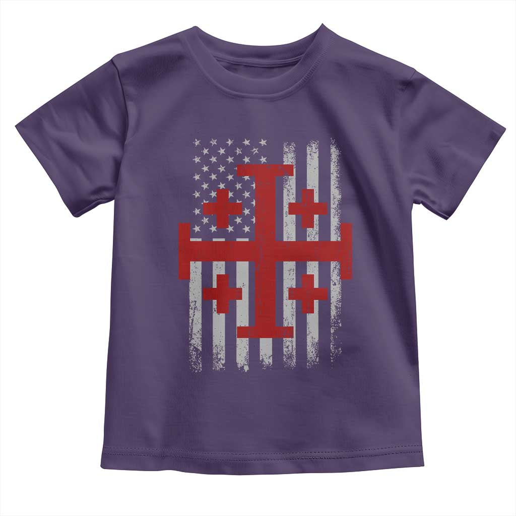 Catholic Crusader Cross Toddler T Shirt Knight Templar Patriotic American Flag