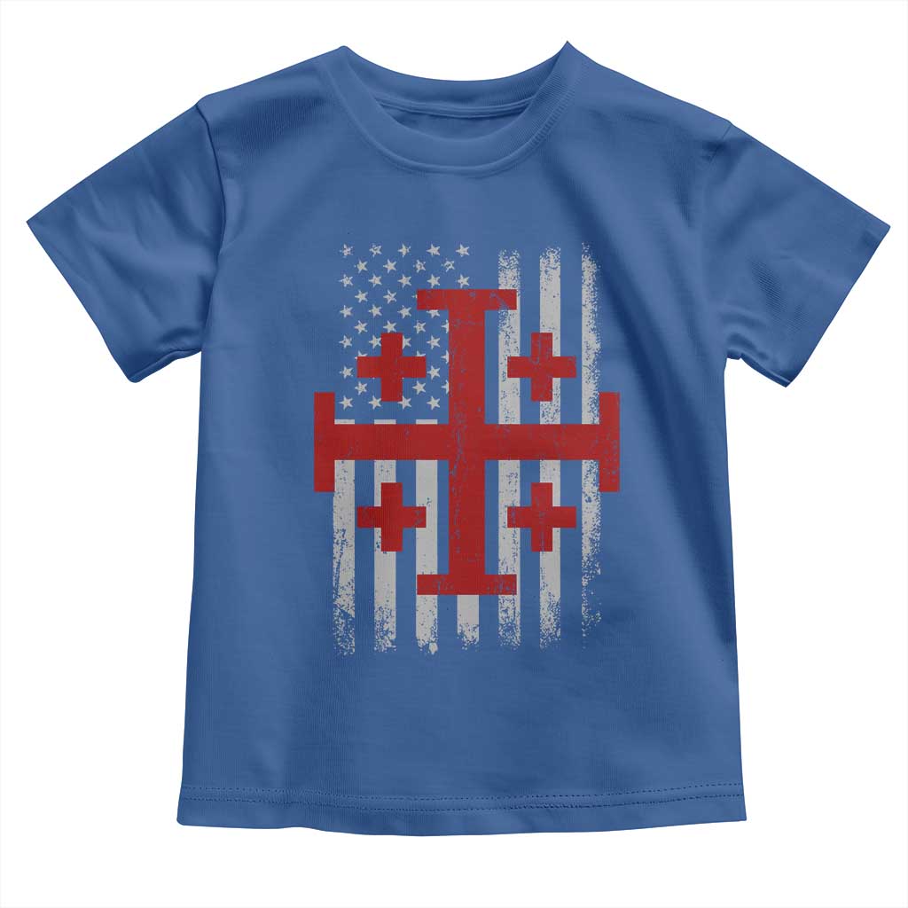 Catholic Crusader Cross Toddler T Shirt Knight Templar Patriotic American Flag