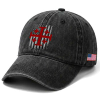 Catholic Crusader Cross Washed Cotton Baseball Cap Knight Templar Patriotic American Flag