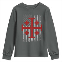 Catholic Crusader Cross Youth Sweatshirt Knight Templar Patriotic American Flag