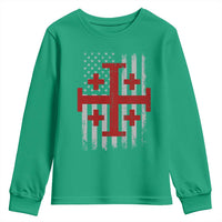 Catholic Crusader Cross Youth Sweatshirt Knight Templar Patriotic American Flag