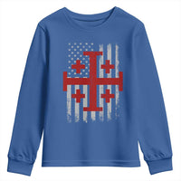 Catholic Crusader Cross Youth Sweatshirt Knight Templar Patriotic American Flag