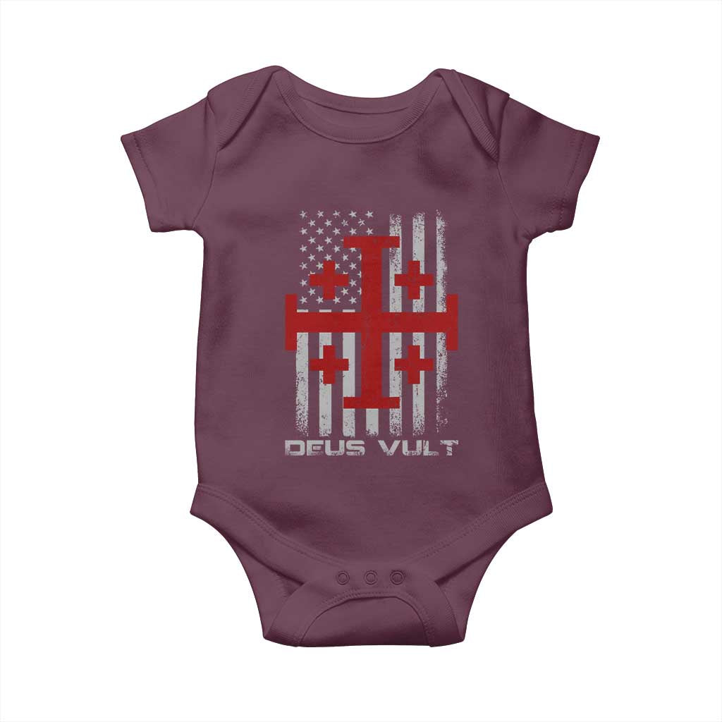 Catholic Knight Templar Crusader Cross Baby Onesie Knight Templar Patriotic American Flag