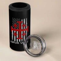 Catholic Knight Templar Crusader Cross 4 in 1 Can Cooler Tumbler Knight Templar Patriotic American Flag
