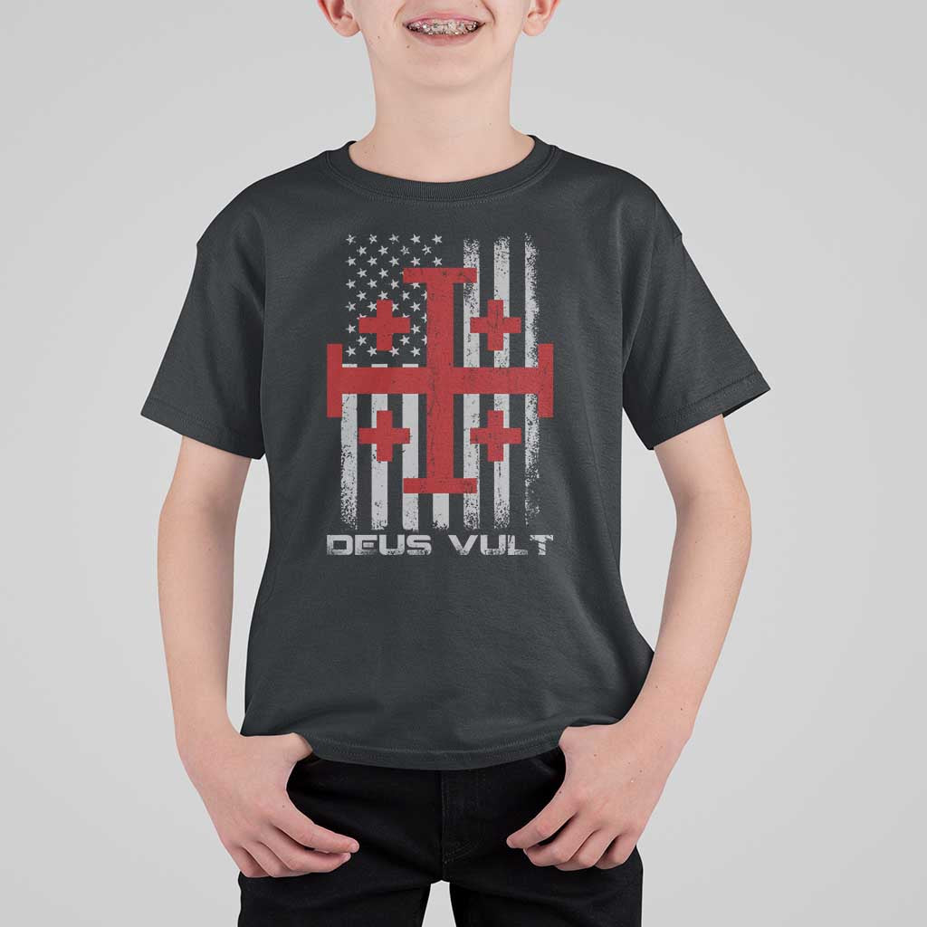 Catholic Knight Templar Crusader Cross T Shirt For Kid Knight Templar Patriotic American Flag