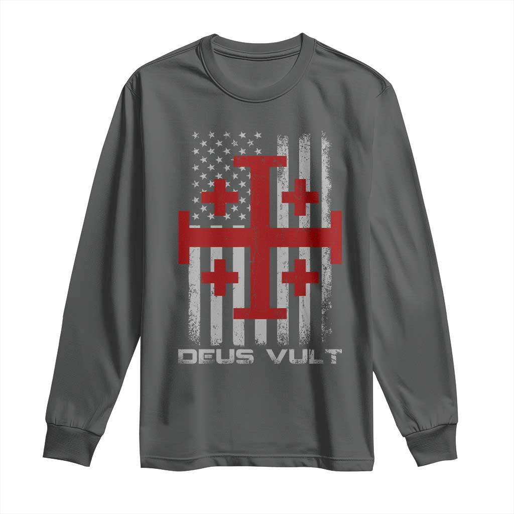 Catholic Knight Templar Crusader Cross Long Sleeve Shirt Knight Templar Patriotic American Flag