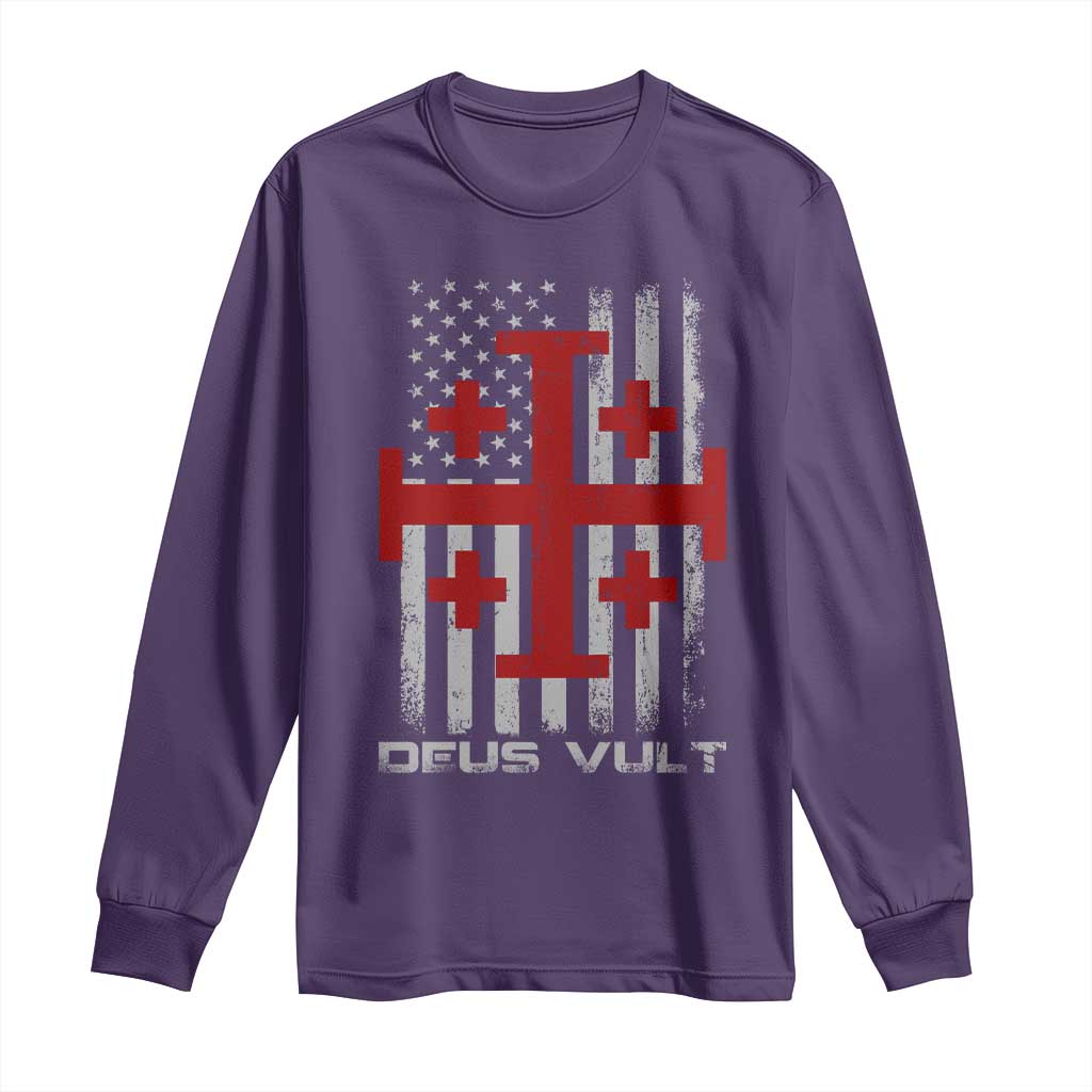 Catholic Knight Templar Crusader Cross Long Sleeve Shirt Knight Templar Patriotic American Flag