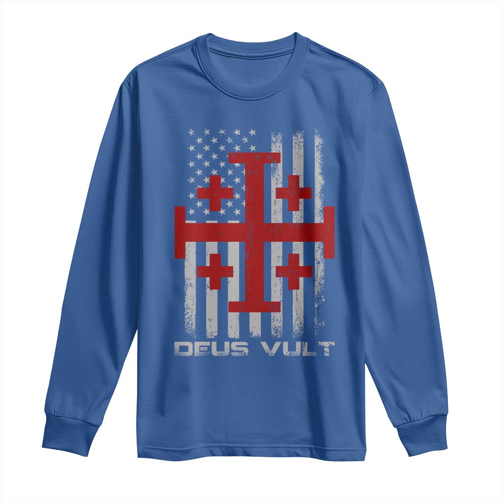 Catholic Knight Templar Crusader Cross Long Sleeve Shirt Knight Templar Patriotic American Flag