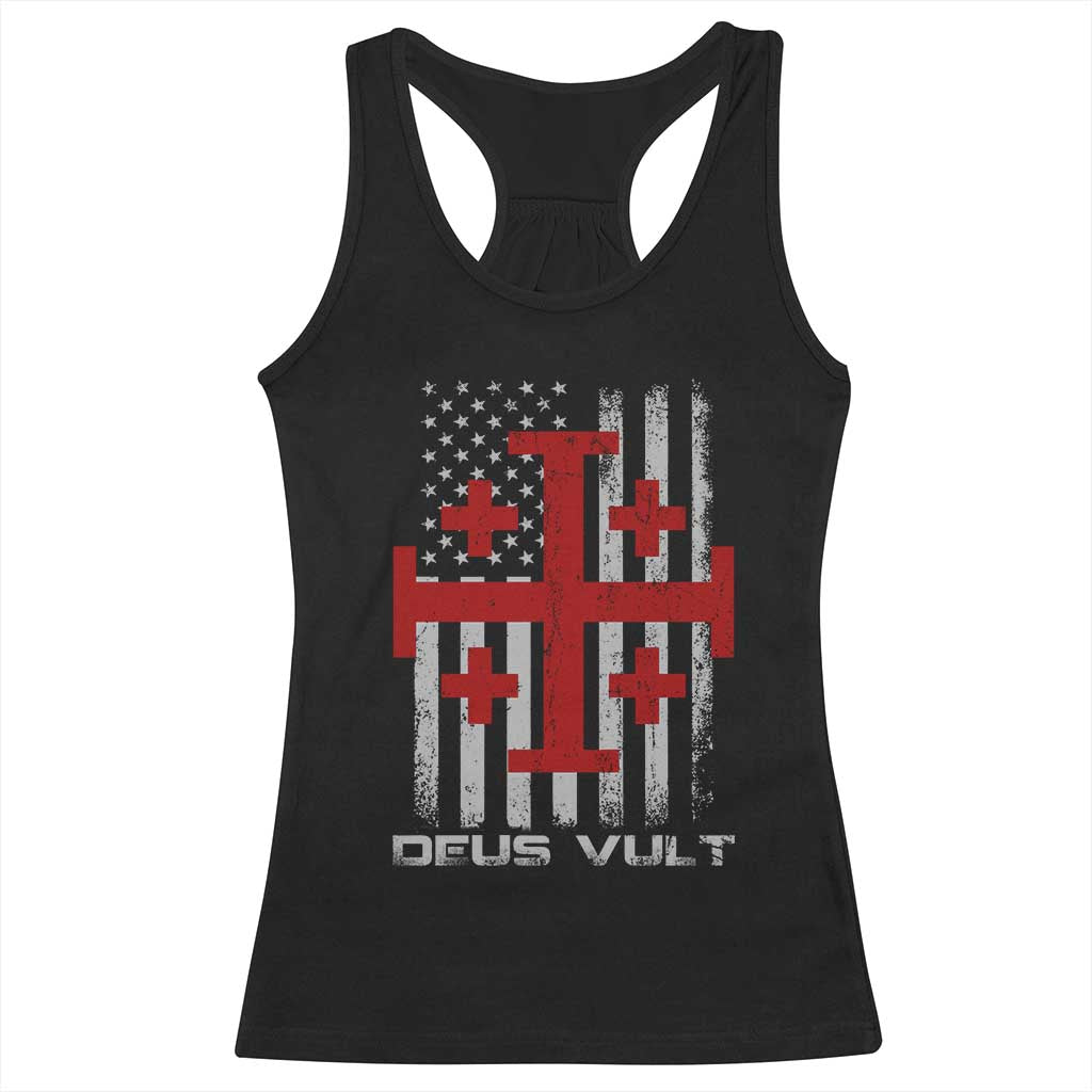 Catholic Knight Templar Crusader Cross Racerback Tank Top Knight Templar Patriotic American Flag