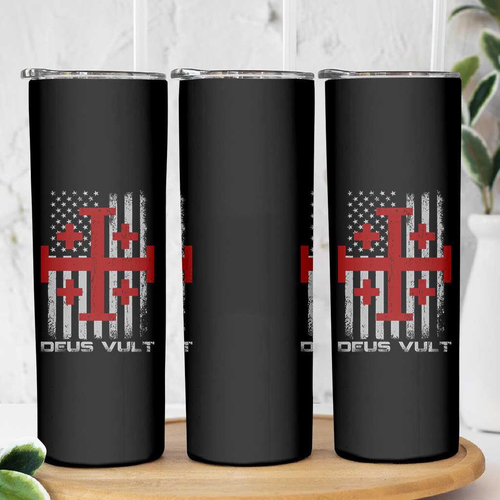 Catholic Knight Templar Crusader Cross Skinny Tumbler Knight Templar Patriotic American Flag