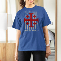 Catholic Knight Templar Crusader Cross T Shirt For Women Knight Templar Patriotic American Flag