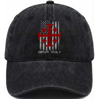 Catholic Knight Templar Crusader Cross Washed Cotton Baseball Cap Knight Templar Patriotic American Flag