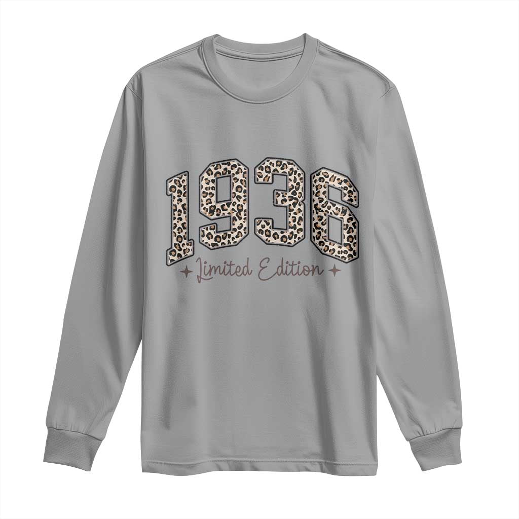 1936 Retro Birthday Long Sleeve Shirt 90 Year Old Leopard 90th Birthday Gifts For Women