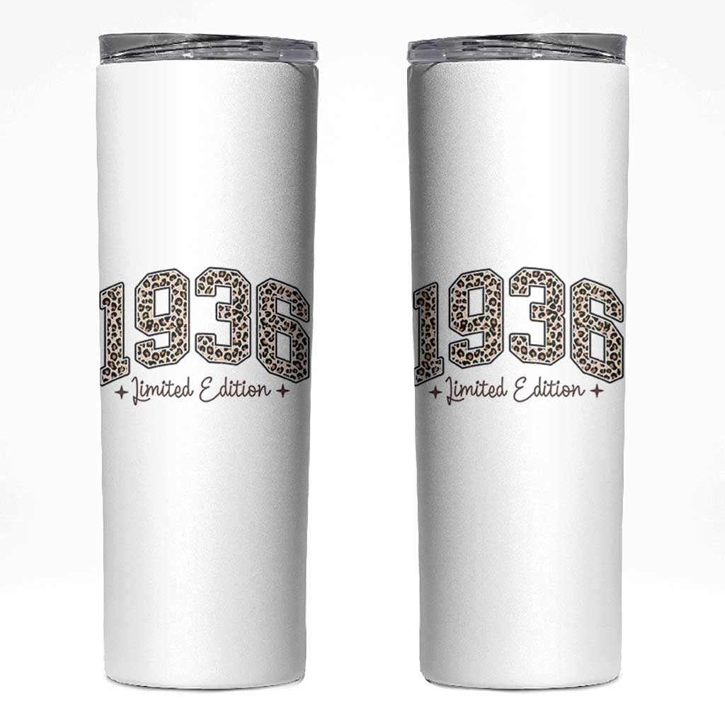 1936 Retro Birthday Skinny Tumbler 90 Year Old Leopard 90th Birthday Gifts For Women