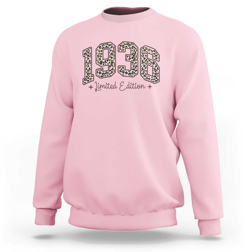 1936 Retro Birthday Sweatshirt 90 Year Old Leopard 90th Birthday Gifts For Women