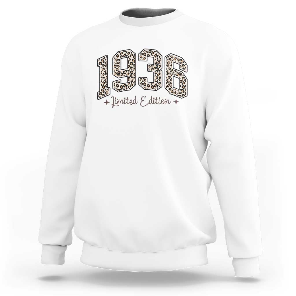 1936 Retro Birthday Sweatshirt 90 Year Old Leopard 90th Birthday Gifts For Women