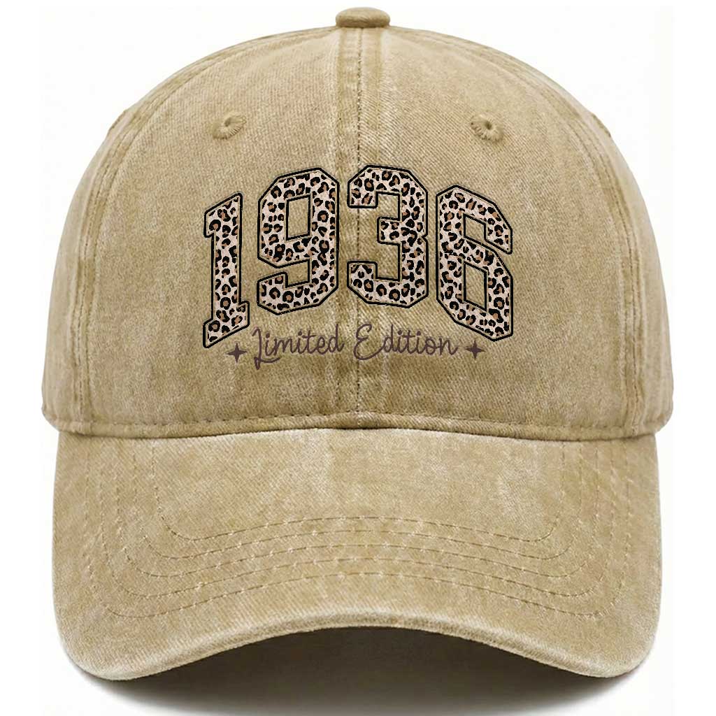 1936 Retro Birthday Washed Cotton Baseball Cap 90 Year Old Leopard 90th Birthday Gifts For Women