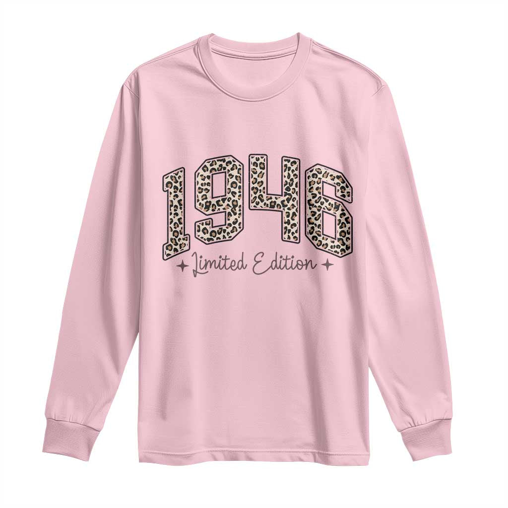 1946 Retro Birthday Long Sleeve Shirt 80 Year Old Leopard 80th Birthday Gifts For Women