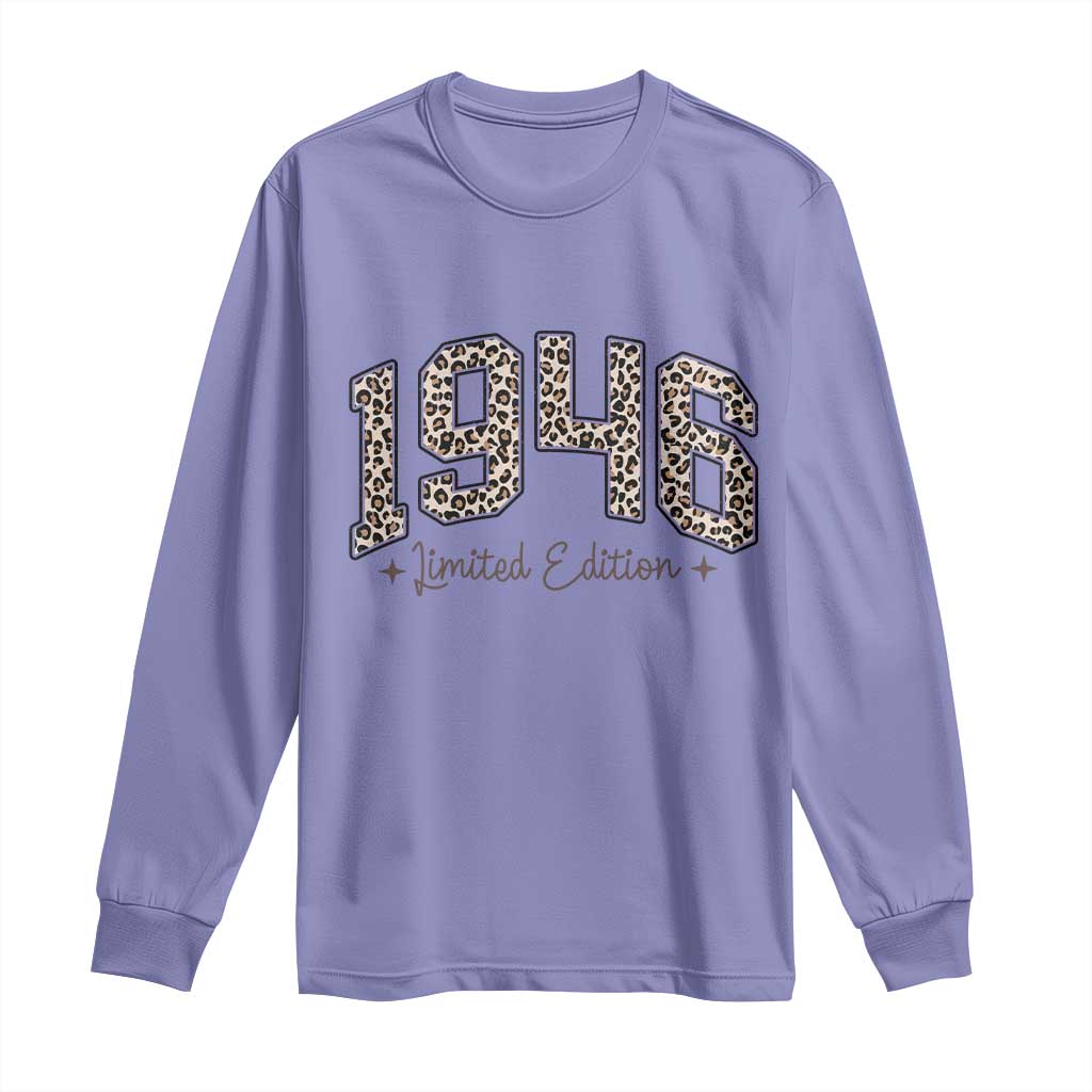 1946 Retro Birthday Long Sleeve Shirt 80 Year Old Leopard 80th Birthday Gifts For Women