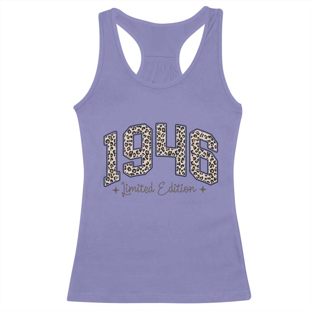 1946 Retro Birthday Racerback Tank Top 80 Year Old Leopard 80th Birthday Gifts For Women