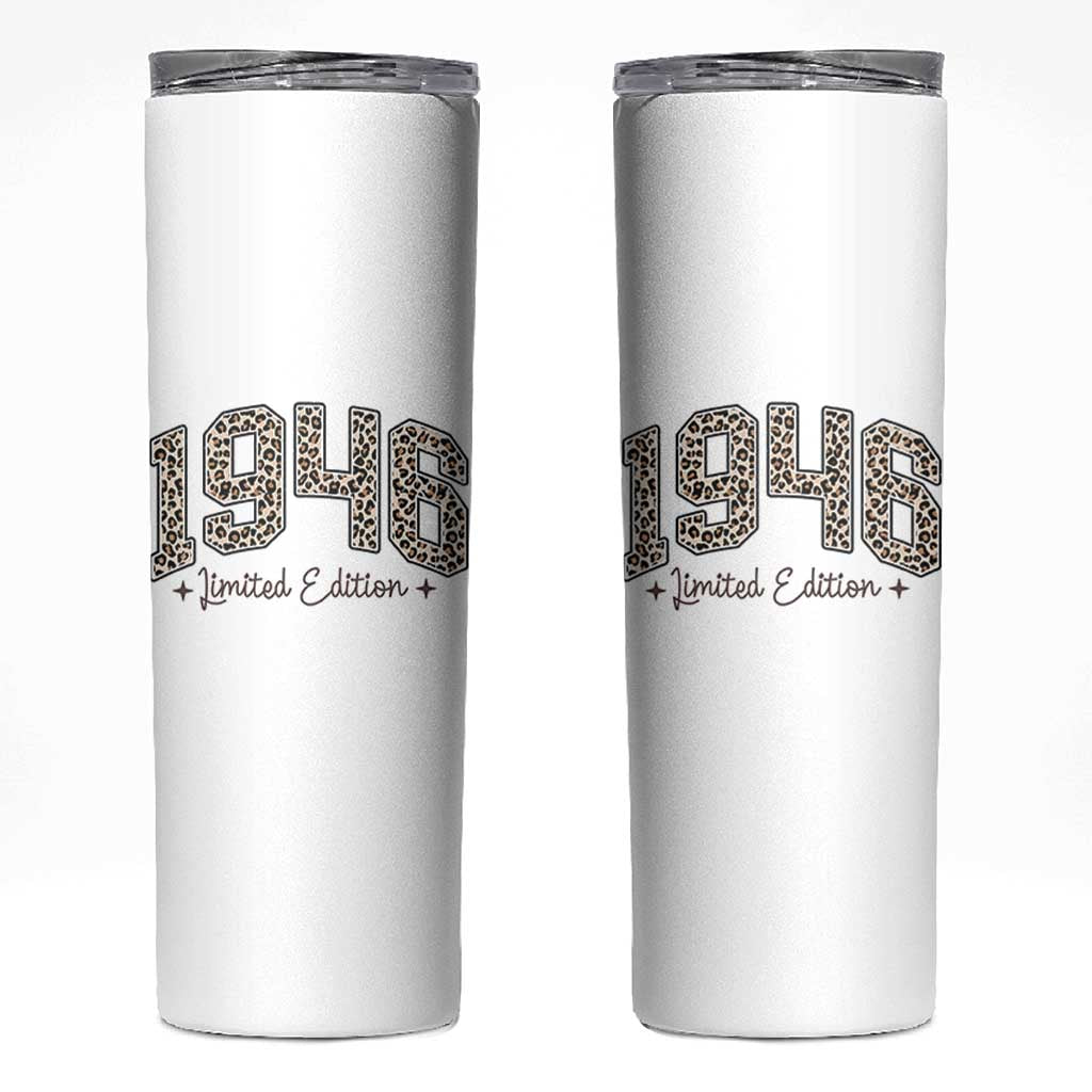 1946 Retro Birthday Skinny Tumbler 80 Year Old Leopard 80th Birthday Gifts For Women