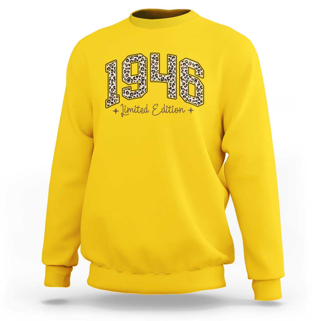 1946 Retro Birthday Sweatshirt 80 Year Old Leopard 80th Birthday Gifts For Women