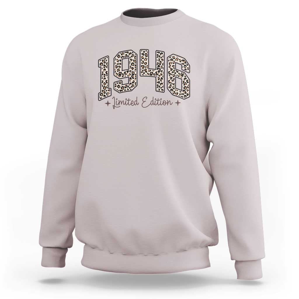 1946 Retro Birthday Sweatshirt 80 Year Old Leopard 80th Birthday Gifts For Women