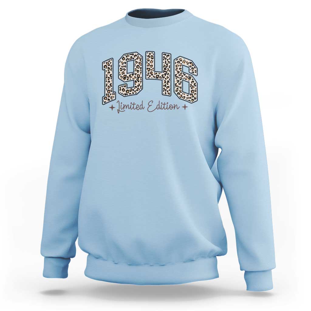 1946 Retro Birthday Sweatshirt 80 Year Old Leopard 80th Birthday Gifts For Women