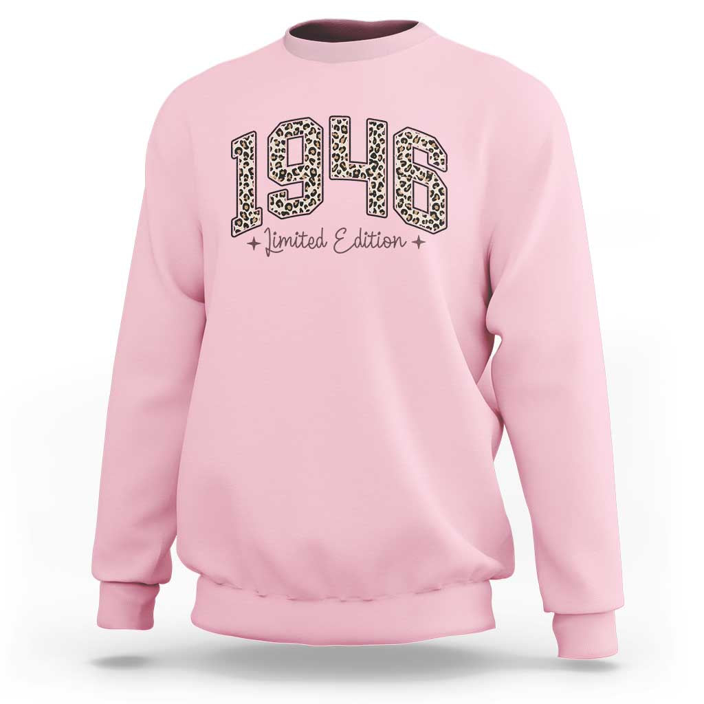1946 Retro Birthday Sweatshirt 80 Year Old Leopard 80th Birthday Gifts For Women