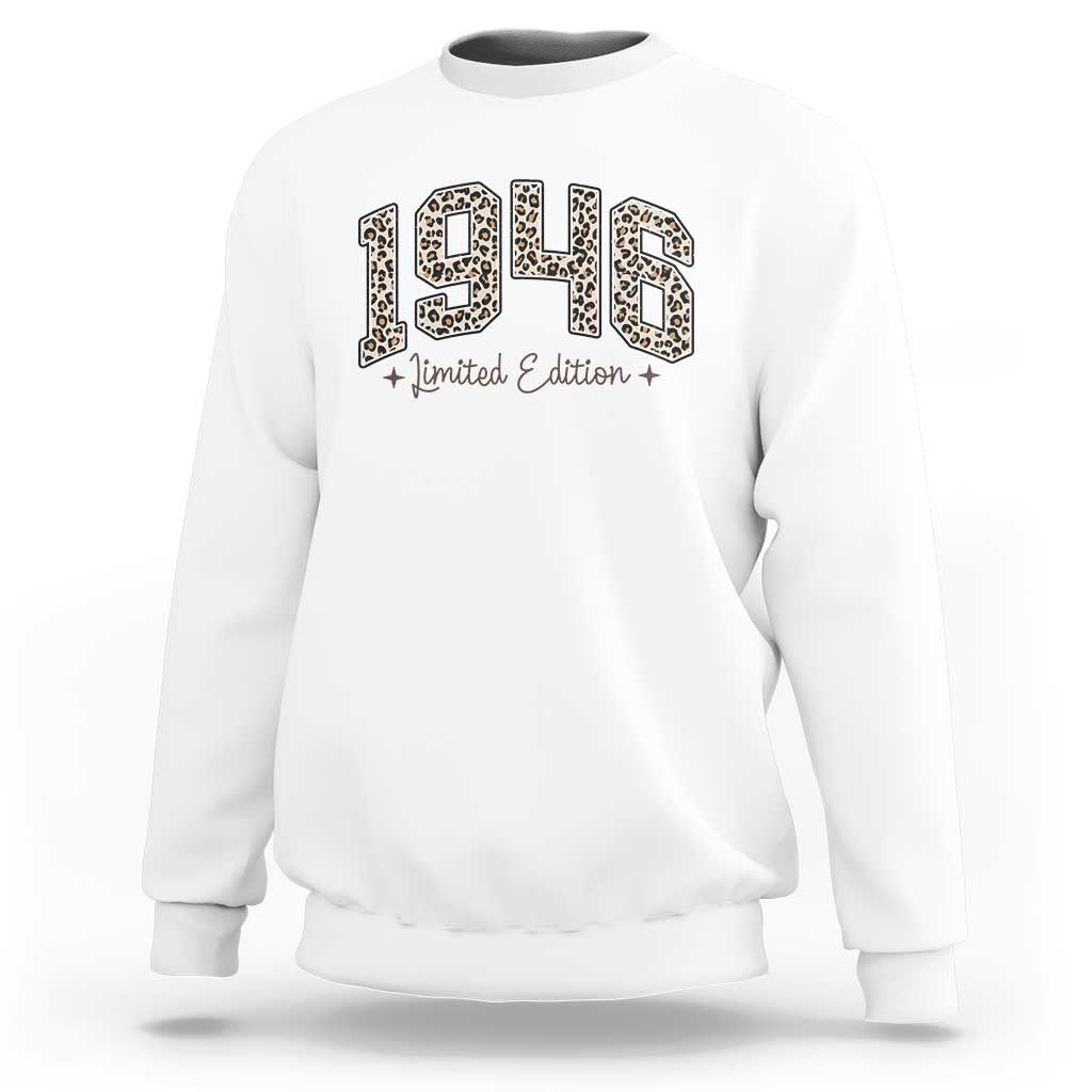1946 Retro Birthday Sweatshirt 80 Year Old Leopard 80th Birthday Gifts For Women