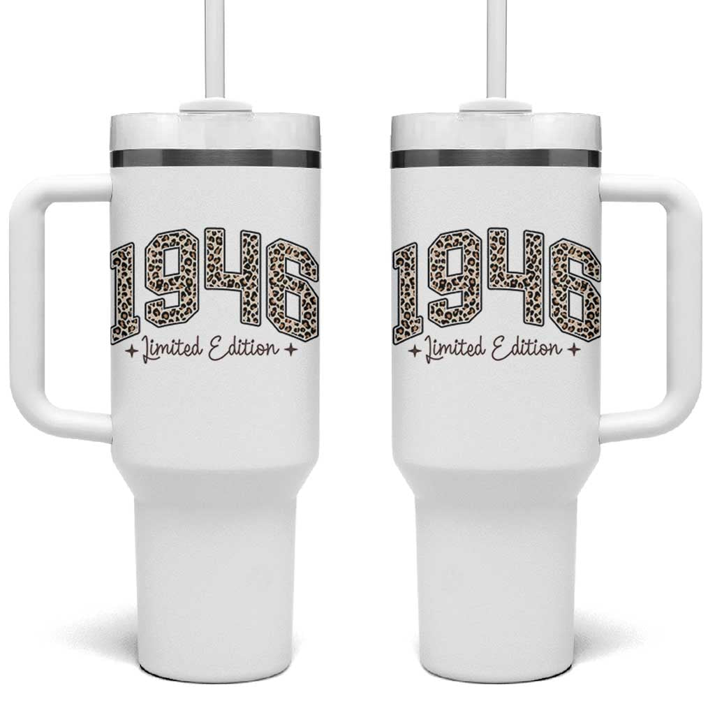 1946 Retro Birthday Tumbler With Handle 80 Year Old Leopard 80th Birthday Gifts For Women