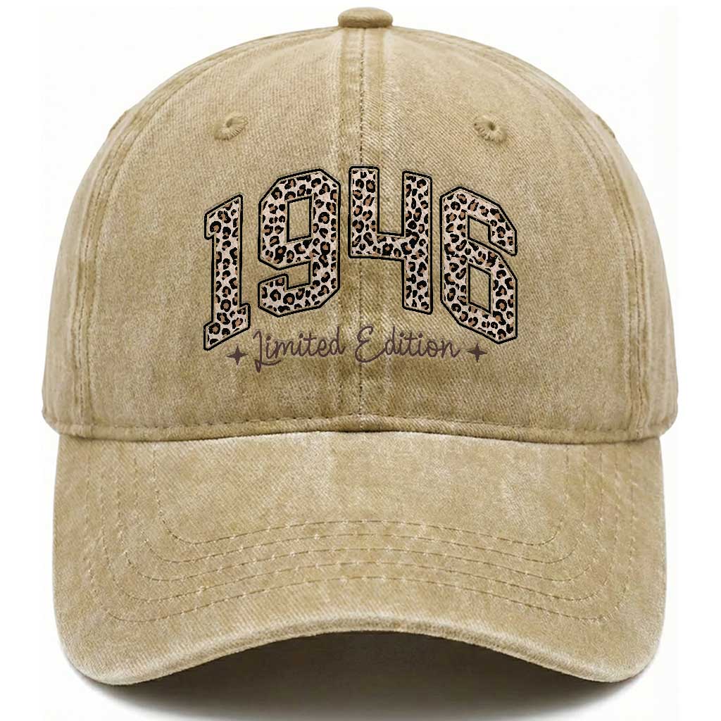 1946 Retro Birthday Washed Cotton Baseball Cap 80 Year Old Leopard 80th Birthday Gifts For Women