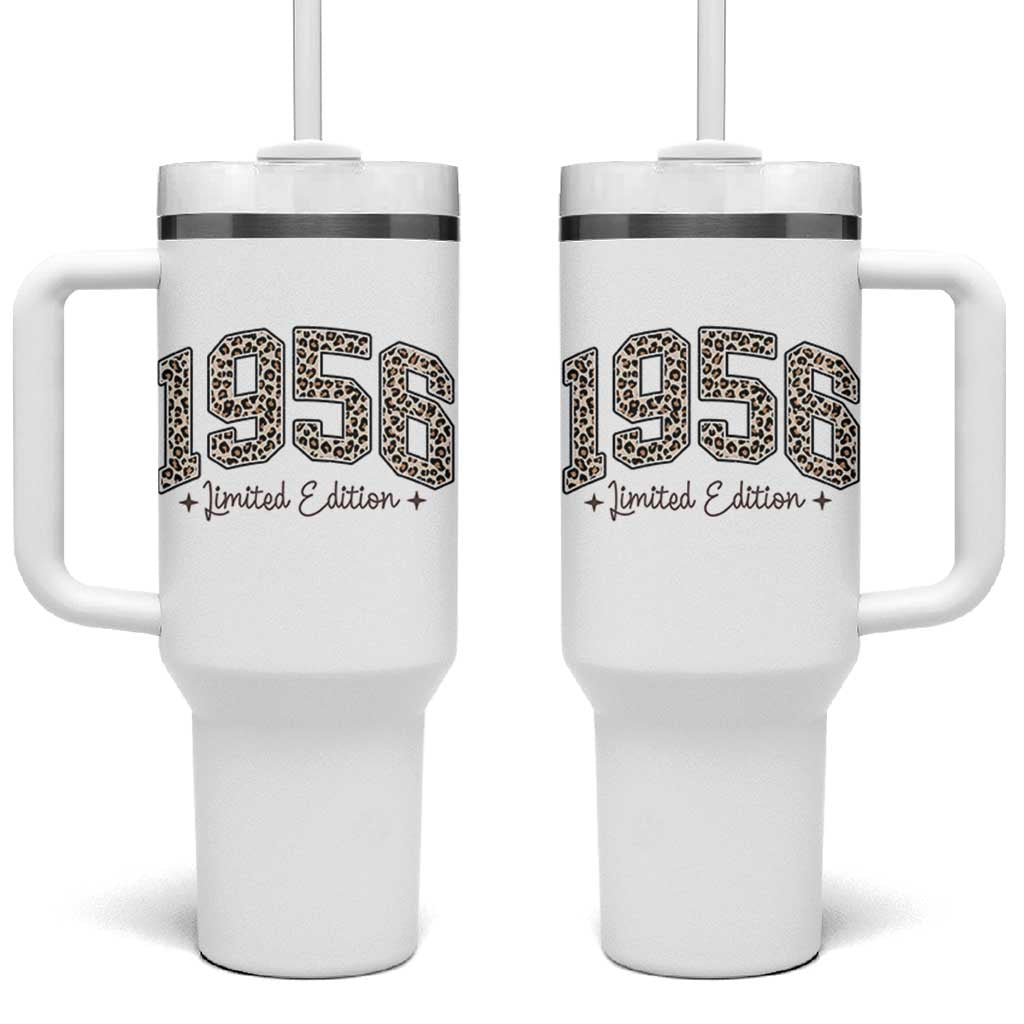1956 Retro Birthday Tumbler With Handle 70 Year Old Leopard 70th Birthday Gifts For Women