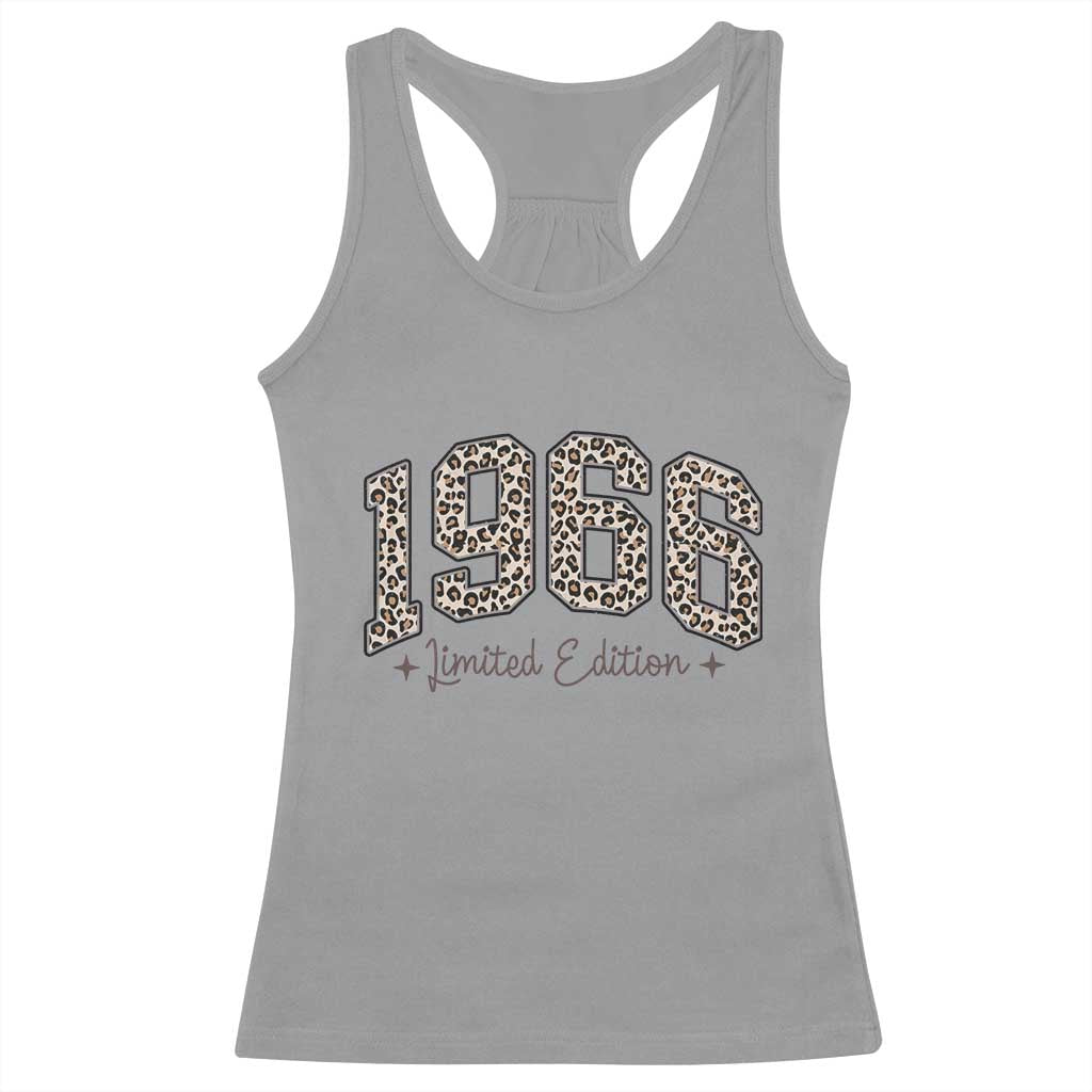 1966 Retro Birthday Racerback Tank Top 60 Year Old Leopard 60th Birthday Gifts For Women