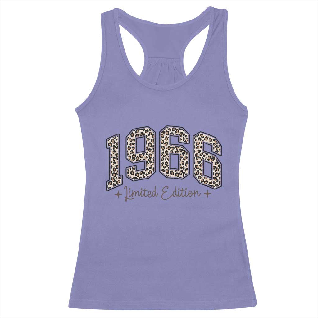 1966 Retro Birthday Racerback Tank Top 60 Year Old Leopard 60th Birthday Gifts For Women