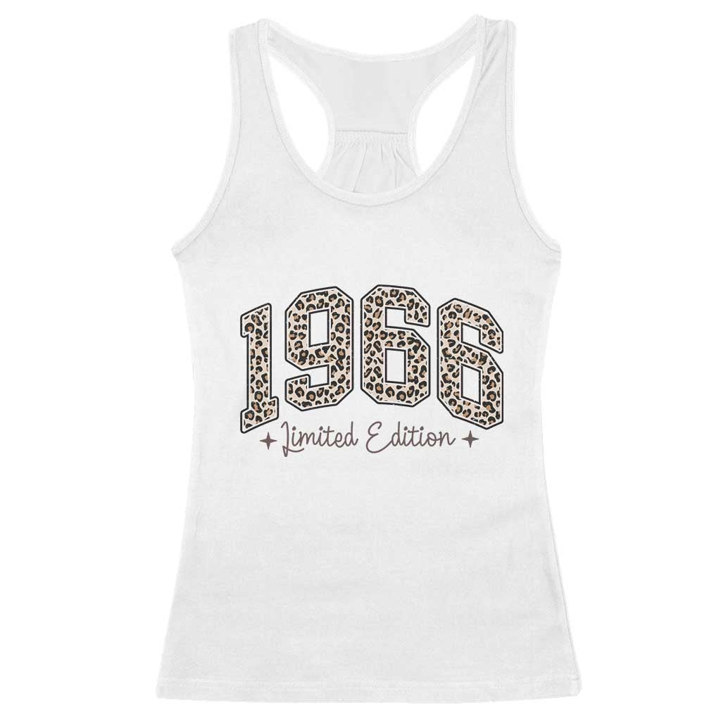 1966 Retro Birthday Racerback Tank Top 60 Year Old Leopard 60th Birthday Gifts For Women