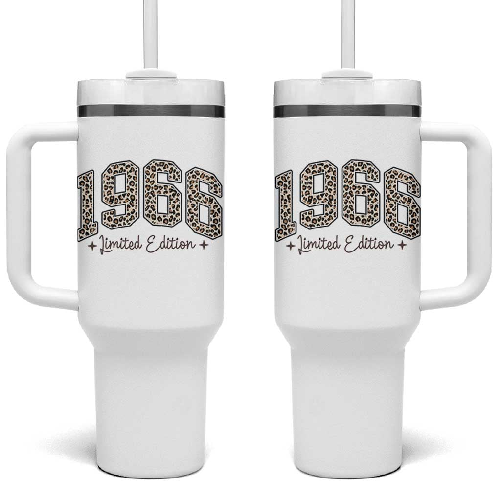 1966 Retro Birthday Tumbler With Handle 60 Year Old Leopard 60th Birthday Gifts For Women