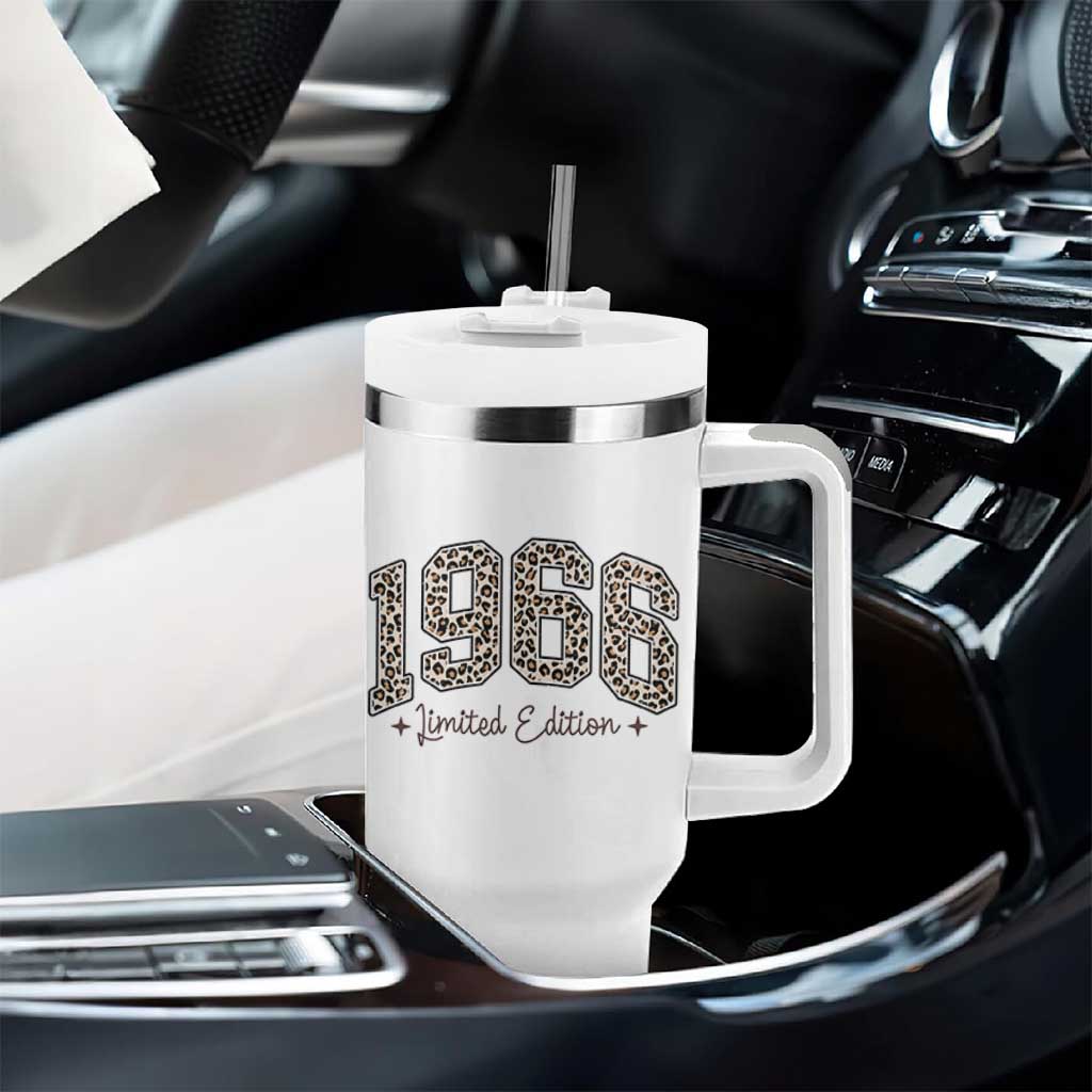 1966 Retro Birthday Tumbler With Handle 60 Year Old Leopard 60th Birthday Gifts For Women
