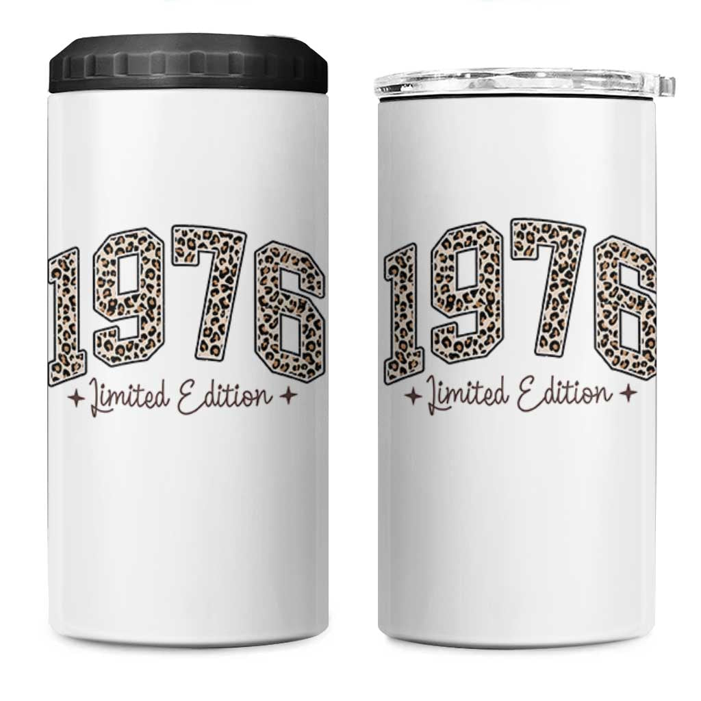 1976 Retro Birthday 4 in 1 Can Cooler Tumbler 50 Year Old Leopard 50th Birthday Gifts For Women