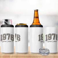 1976 Retro Birthday 4 in 1 Can Cooler Tumbler 50 Year Old Leopard 50th Birthday Gifts For Women