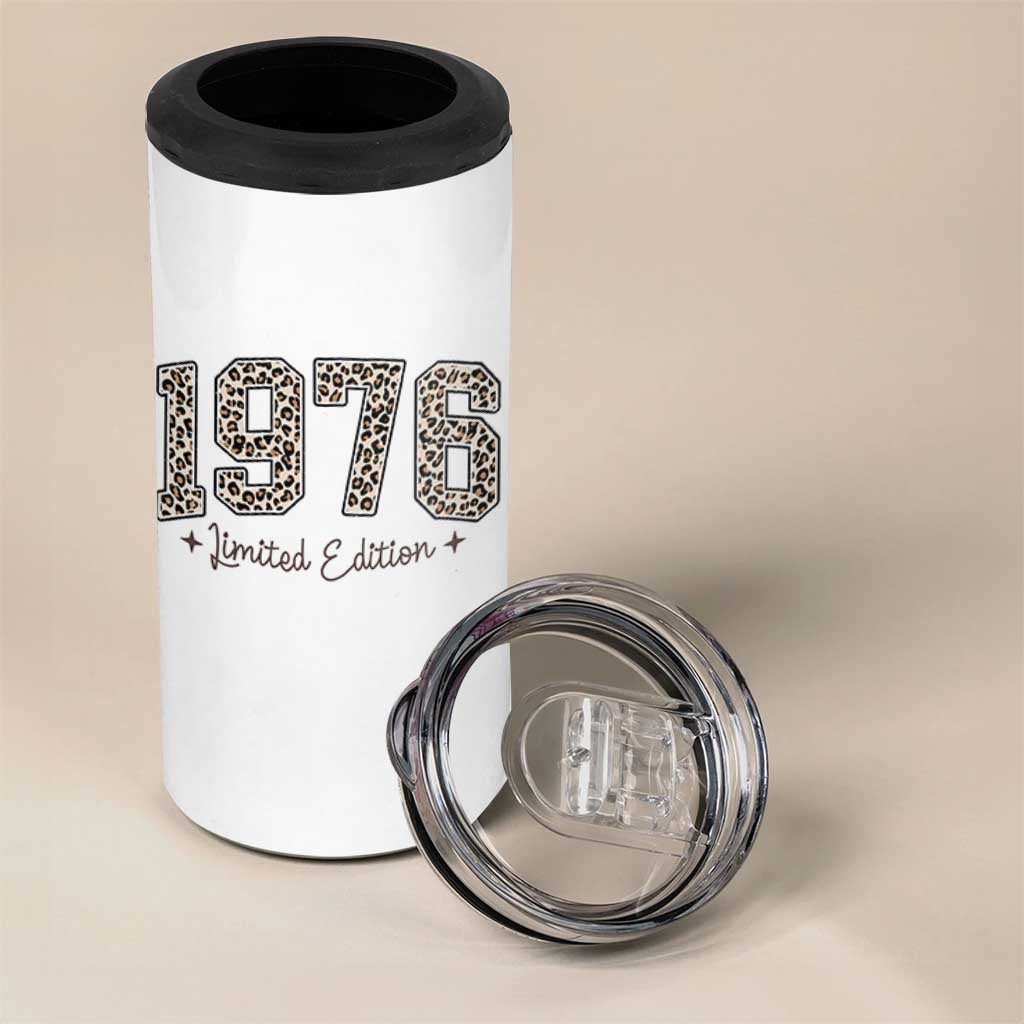 1976 Retro Birthday 4 in 1 Can Cooler Tumbler 50 Year Old Leopard 50th Birthday Gifts For Women