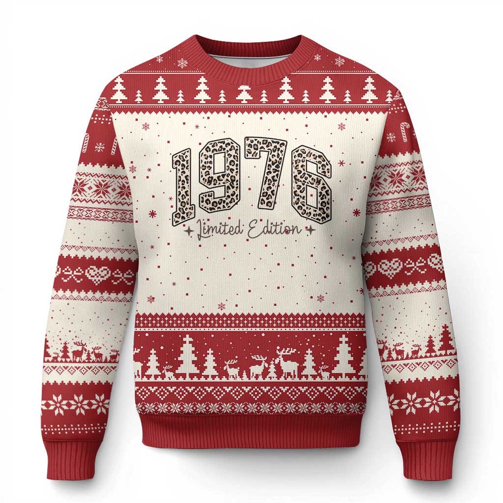 1976 Retro Birthday Ugly Christmas Sweater 50 Year Old Leopard 50th Birthday Gifts For Women