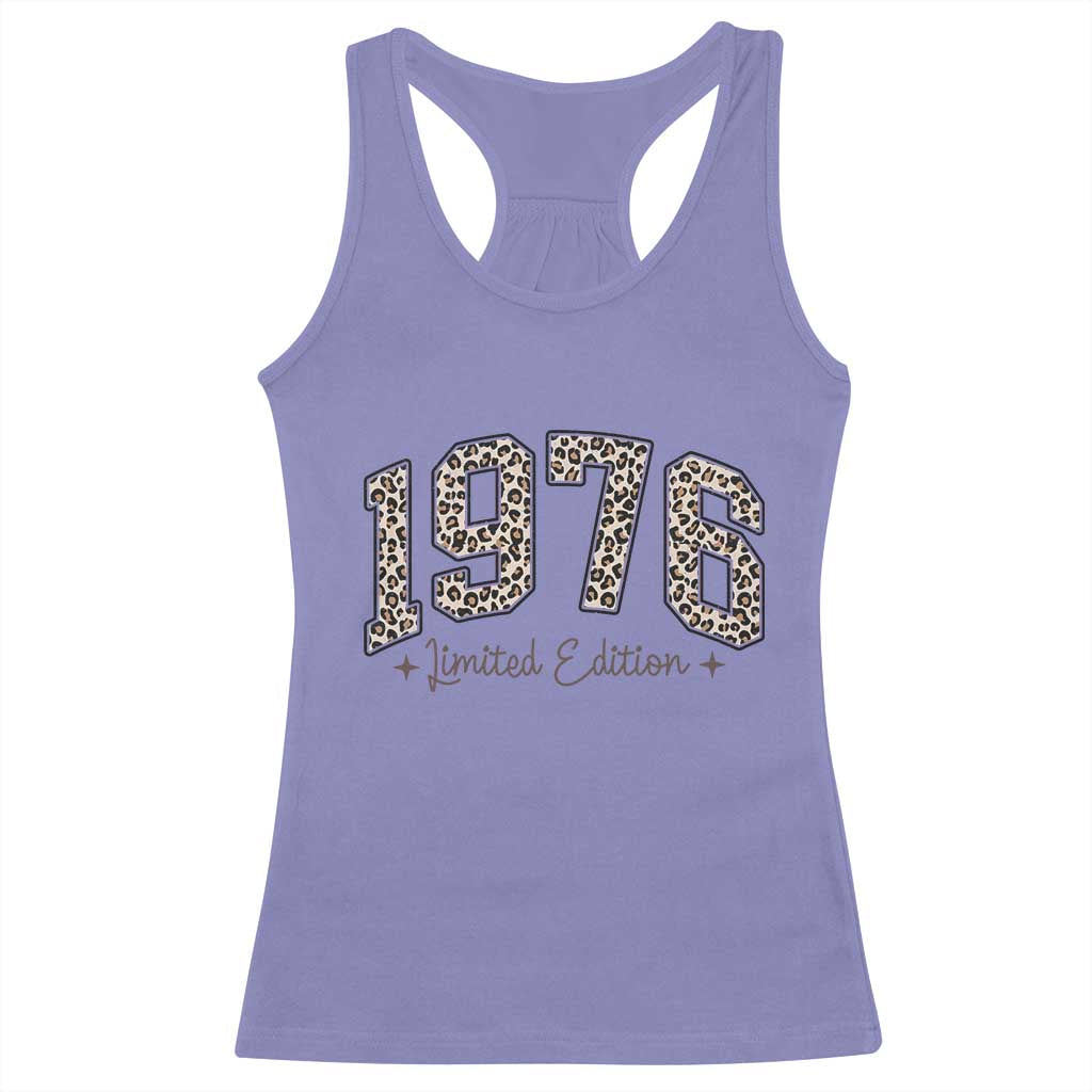 1976 Retro Birthday Racerback Tank Top 50 Year Old Leopard 50th Birthday Gifts For Women