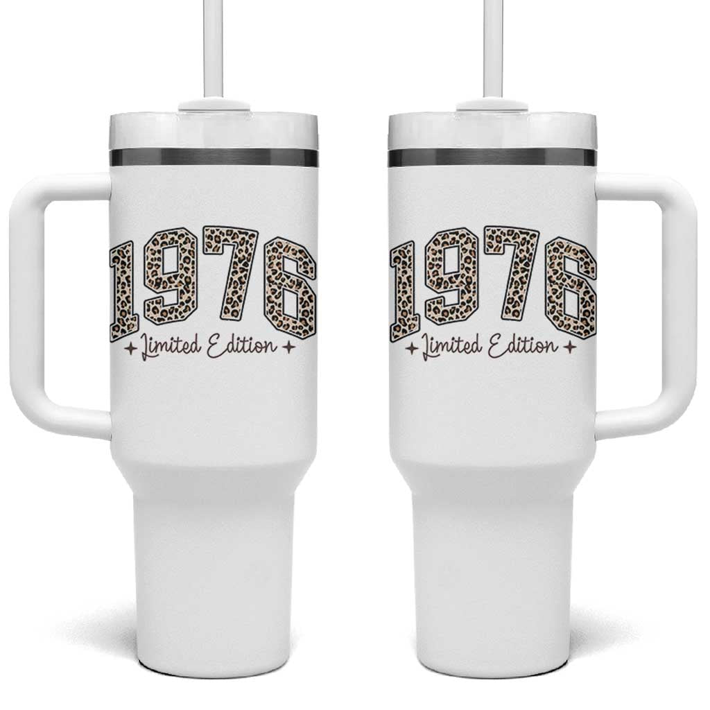 1976 Retro Birthday Tumbler With Handle 50 Year Old Leopard 50th Birthday Gifts For Women