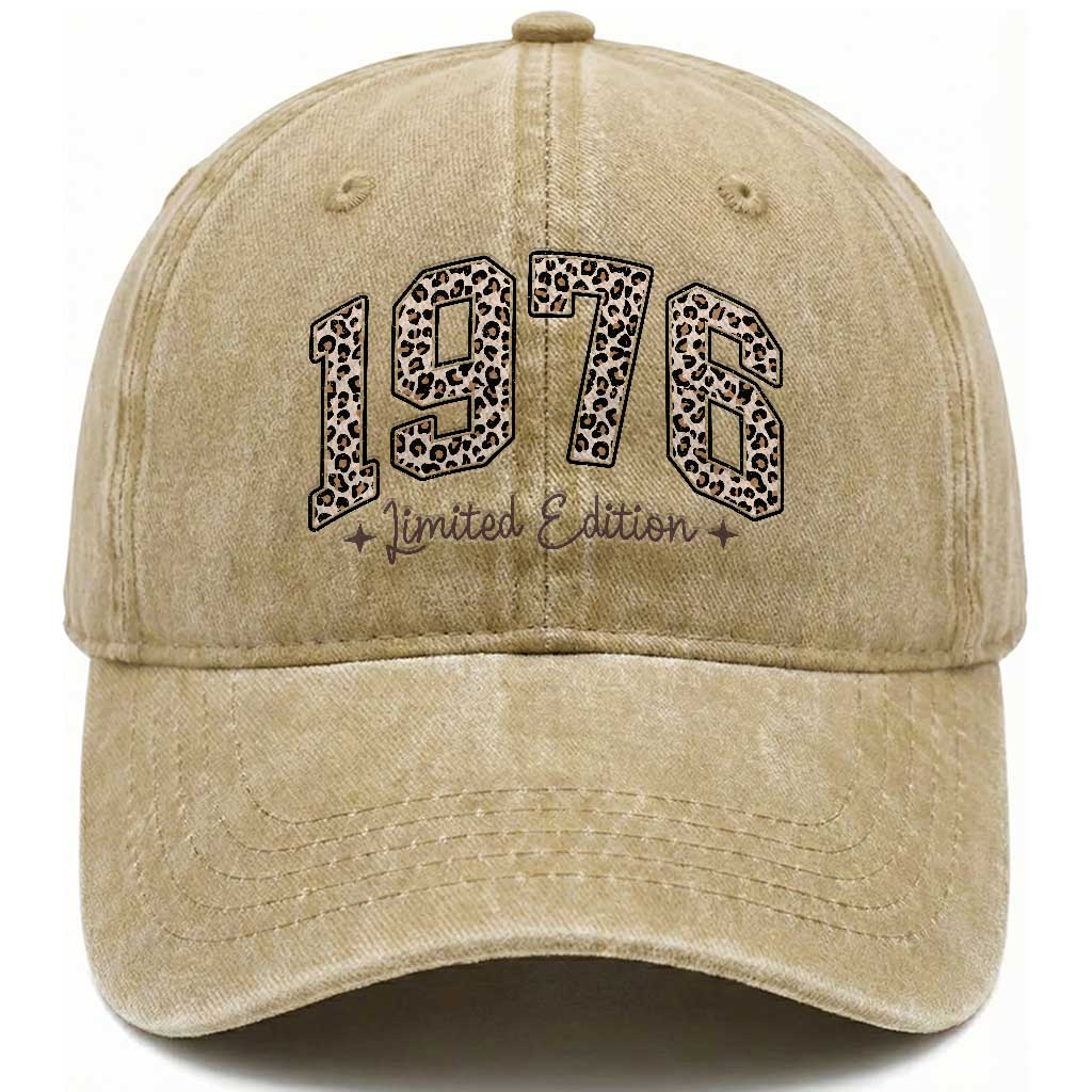 1976 Retro Birthday Washed Cotton Baseball Cap 50 Year Old Leopard 50th Birthday Gifts For Women