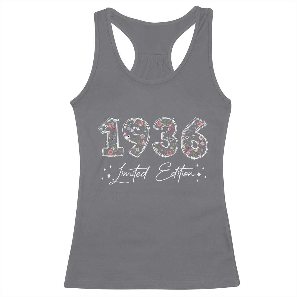 90th Birthday Racerback Tank Top Floral 1936 90 Year Old Birthday Gifts For Women