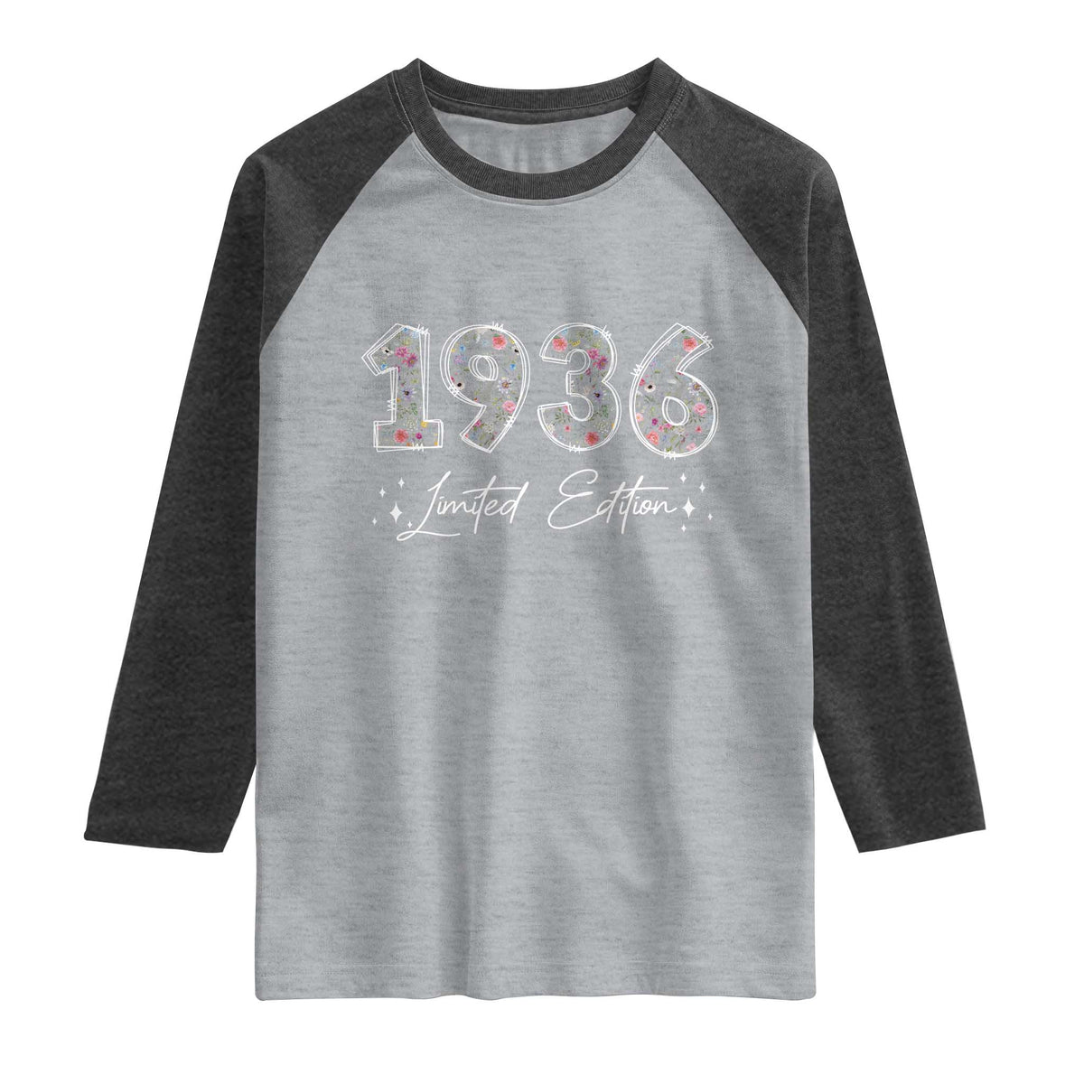 90th Birthday Raglan Shirt Floral 1936 90 Year Old Birthday Gifts For Women