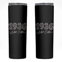 90th Birthday Skinny Tumbler Floral 1936 90 Year Old Birthday Gifts For Women