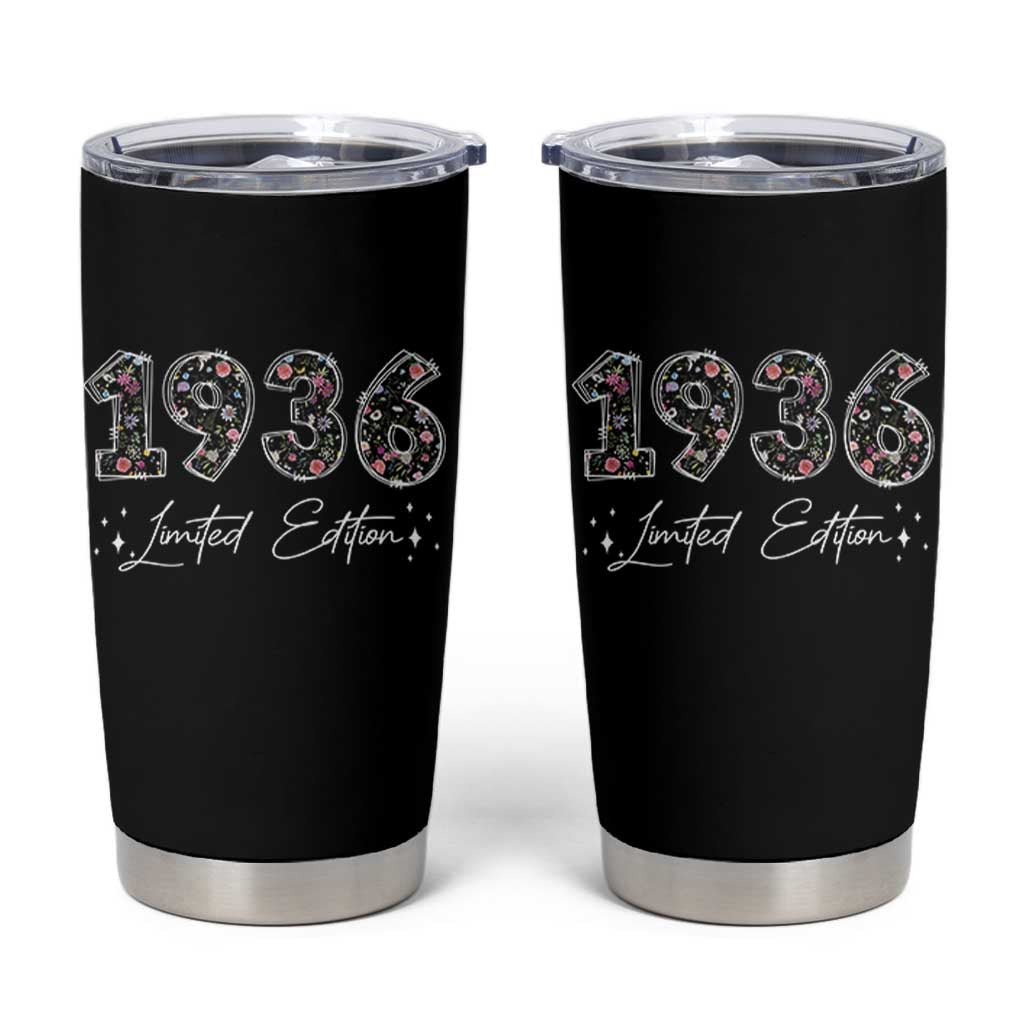 90th Birthday Tumbler Cup Floral 1936 90 Year Old Birthday Gifts For Women